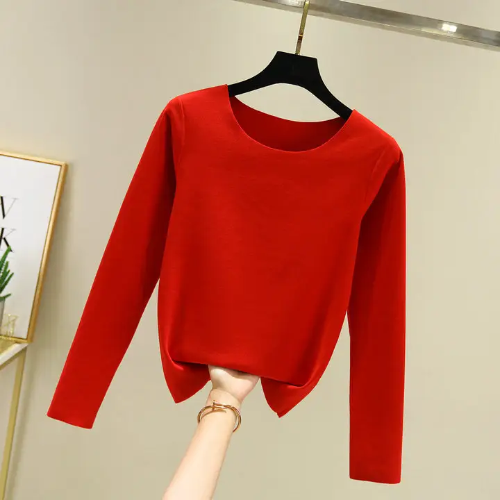 Red Velvet Long Sleeve Top for Women - Image 13