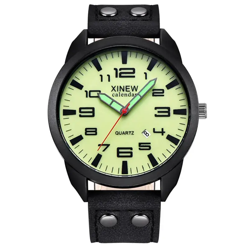 Men's Red Silicone Quartz Watch with Green Dial - Image 6