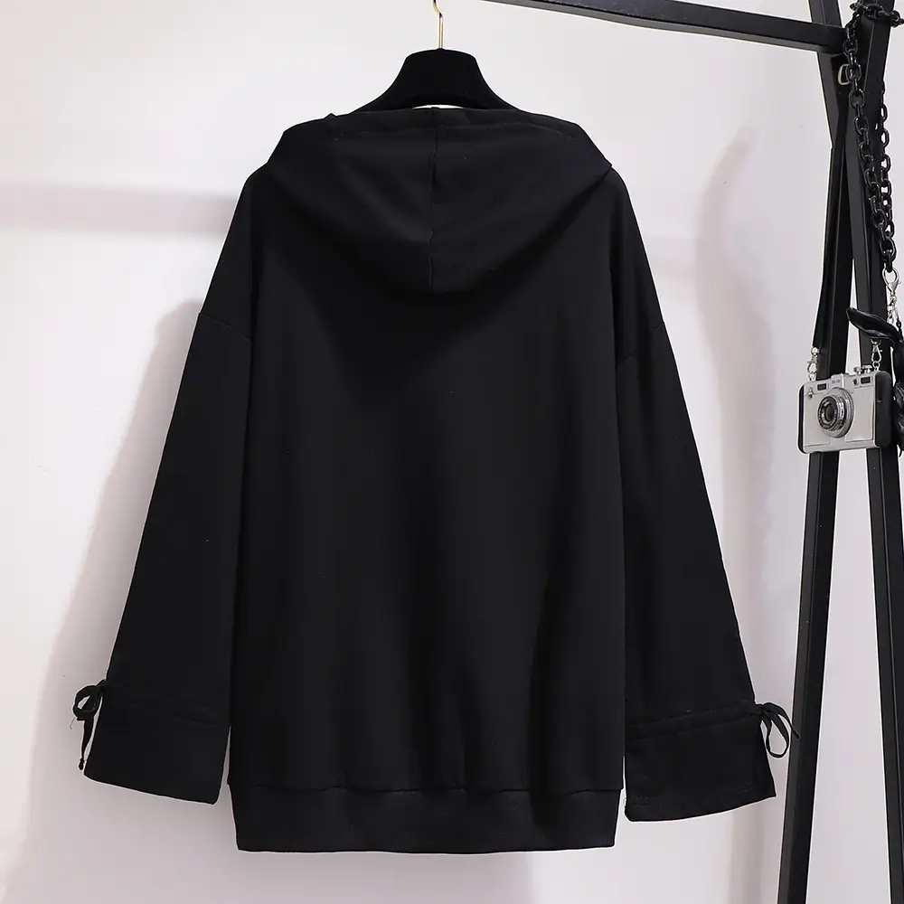 Black Printed Hooded Sweatshirt for Women Extra Large - Image 6