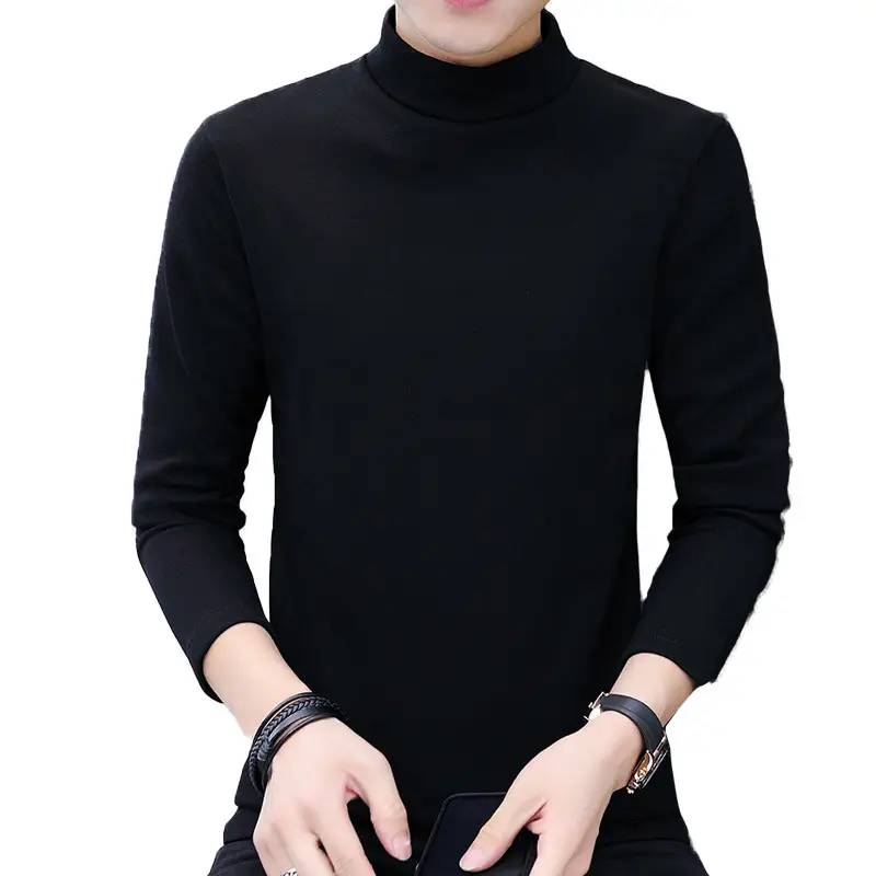 Men Winter Fleece Half-Turtleneck Long Sleeve Thermal Top - Image 7