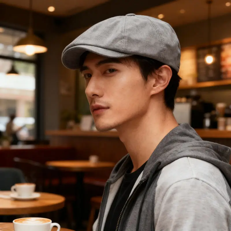 Japanese Style Short-Eaves Cap Beige Cotton Spring Summer — feature 2