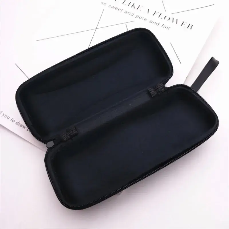 Black Anti-Pressure Zipper Sunglasses Case with Lens Cloth - Image 6