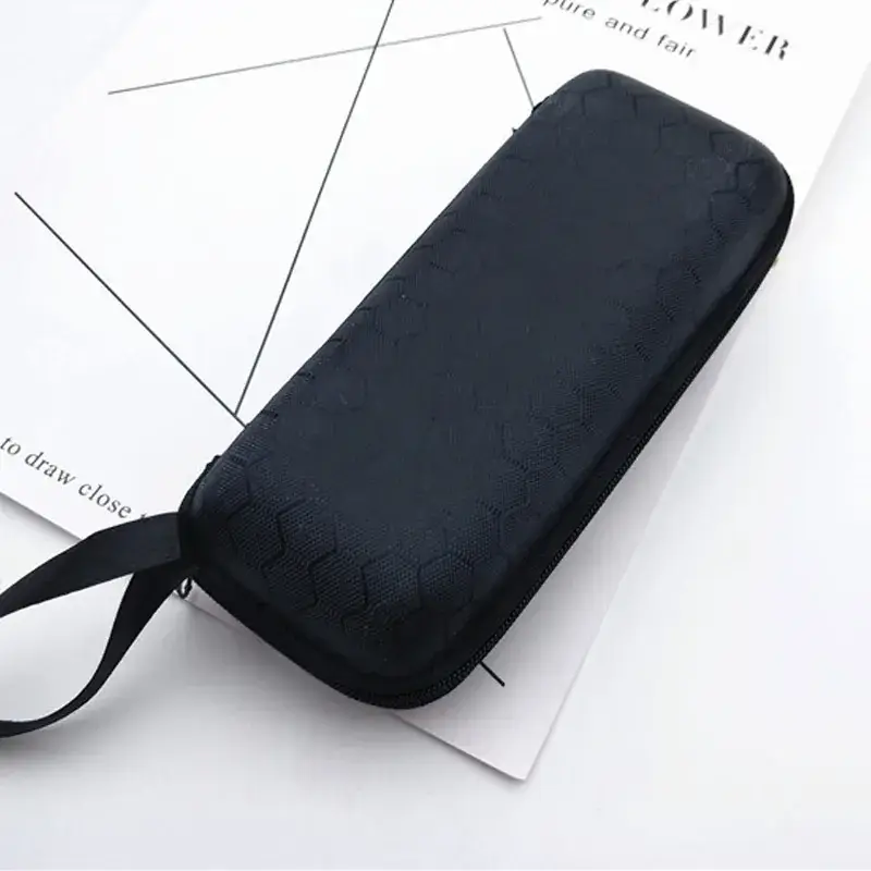 Black Anti-Pressure Zipper Sunglasses Case with Lens Cloth - Image 3