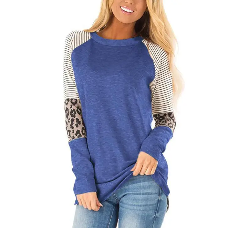 Women's Gray Leopard Print Long Sleeve T-Shirt - Image 8