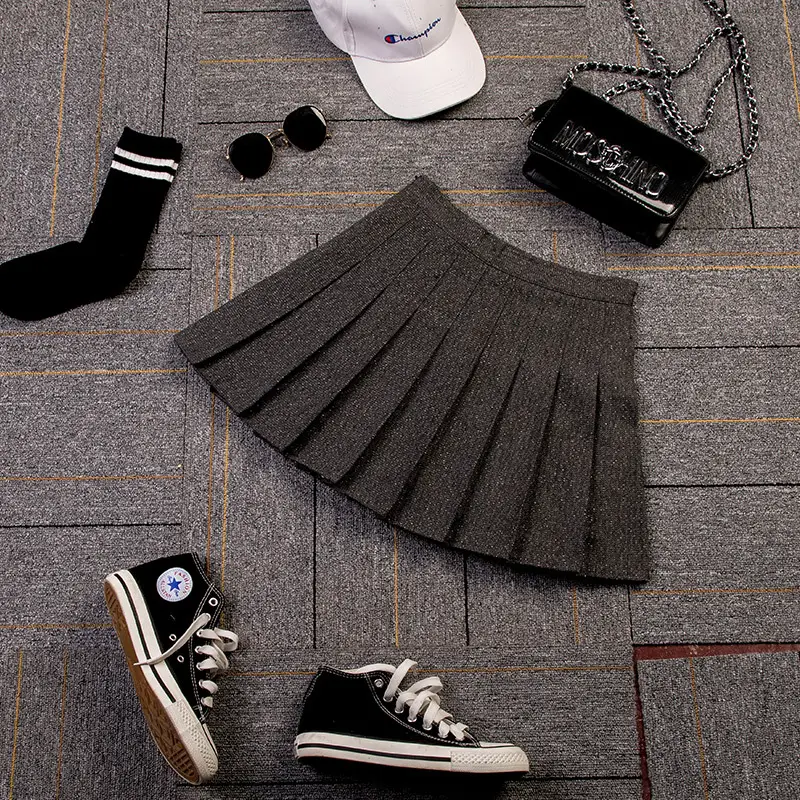 2023 Black Pleated High Waist Skirts College Style - Image 2