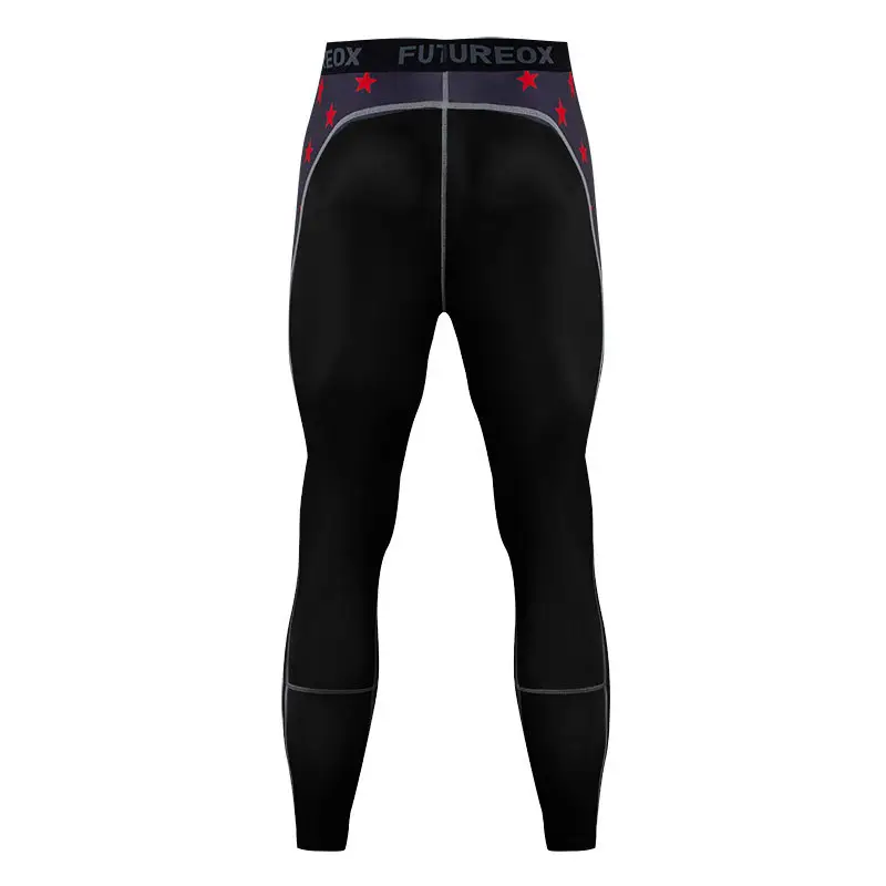 Men's Red Graphic Running Tights Black Sports Pants - Image 7