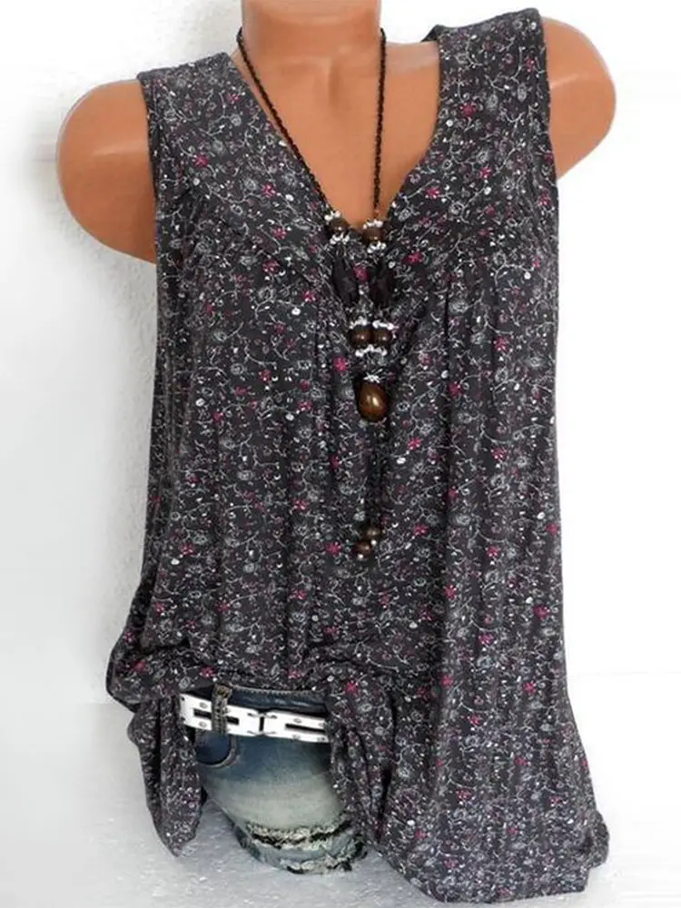 Pink Floral Knitted V Neck Vest Top for Women - Image 11