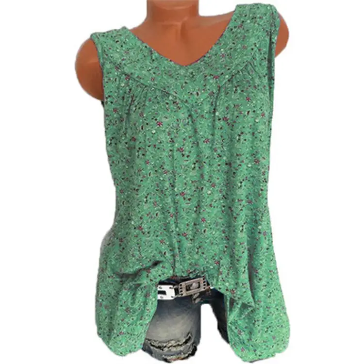 Pink Floral Knitted V Neck Vest Top for Women - Image 13