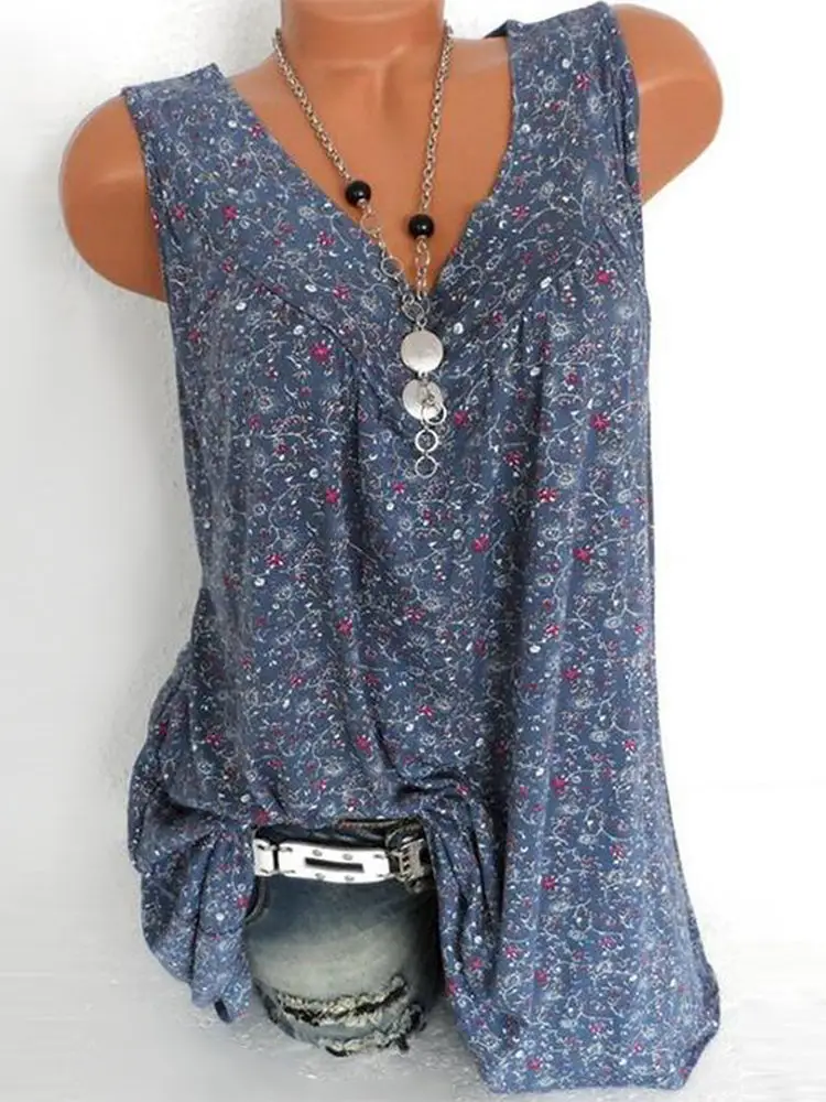 Pink Floral Knitted V Neck Vest Top for Women - Image 7