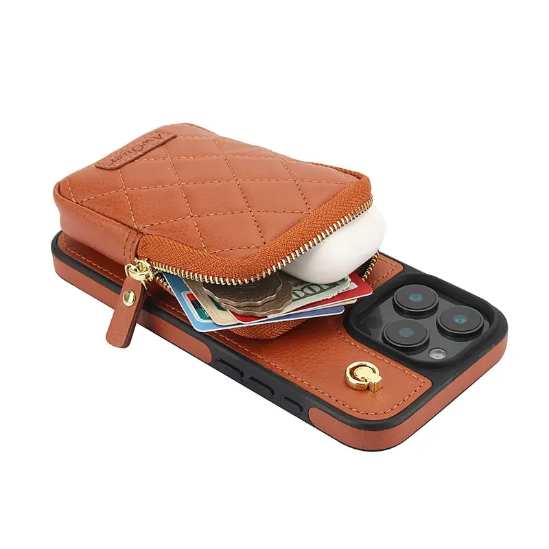 Apple iPhone 16 Pro Crossbody Wallet Case Lychee Pattern