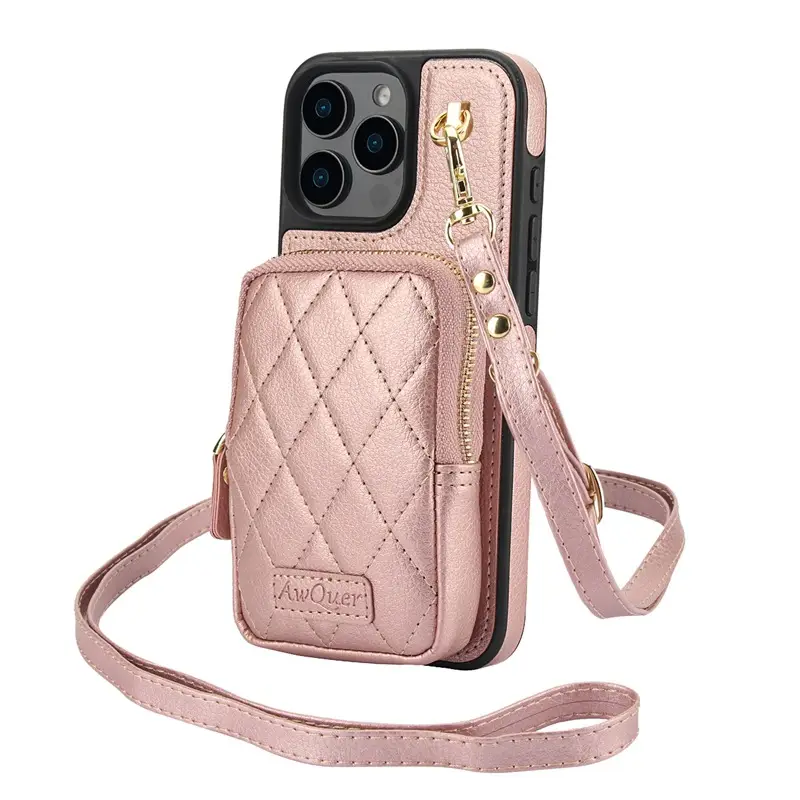 Apple iPhone 16 Pro Crossbody Wallet Case Lychee Pattern