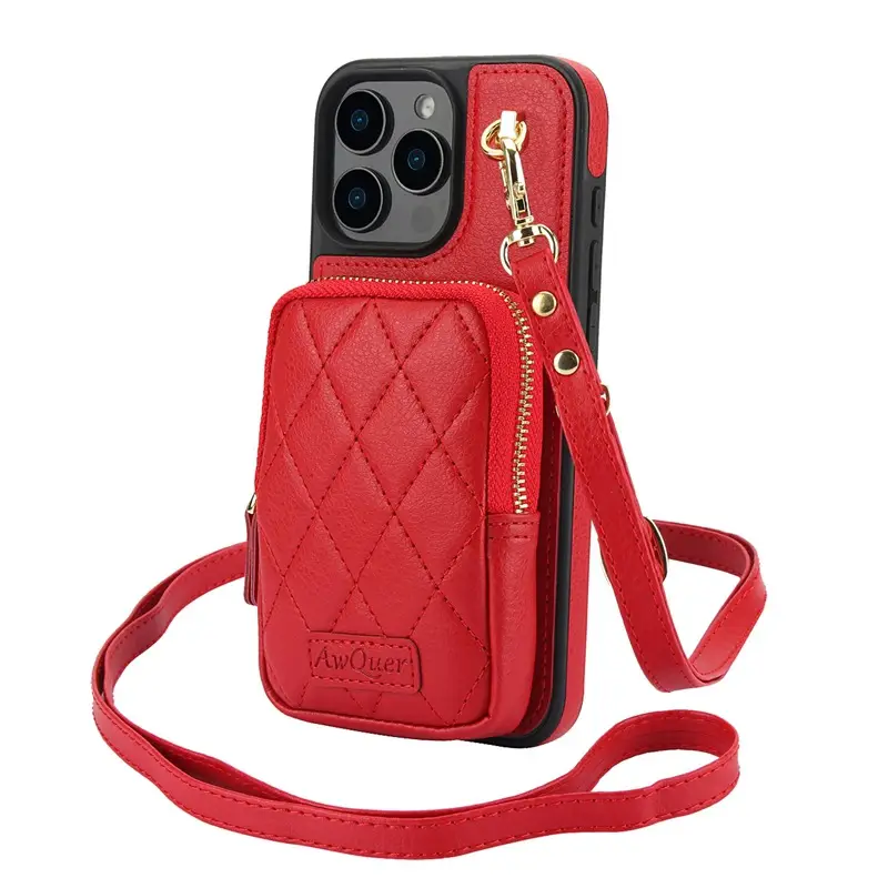 Apple iPhone 16 Pro Crossbody Wallet Case Lychee Pattern