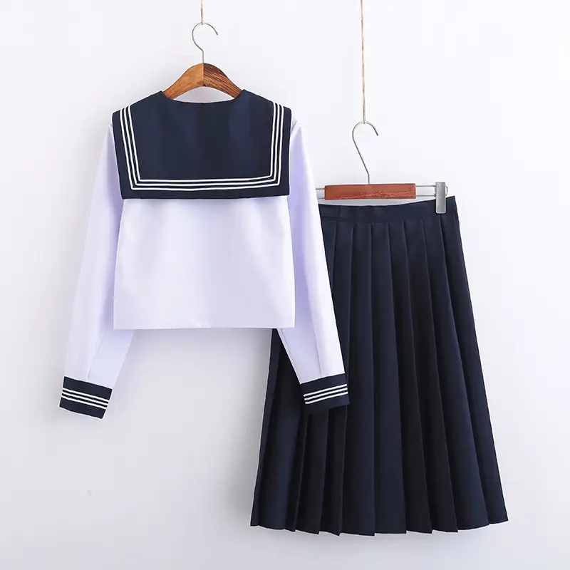 White Sailor Shirt with Red Bow & Black Skirt Set - Image 2