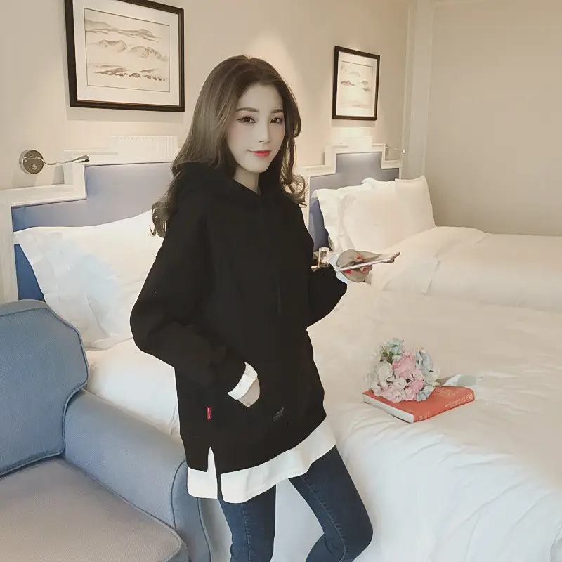 Women Grey Hooded Sweatshirt Thickened Base Hooded Sweatshirt - Image 5