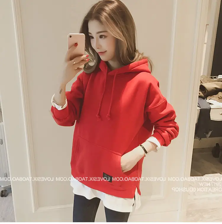 Women Grey Hooded Sweatshirt Thickened Base Hooded Sweatshirt — feature 14