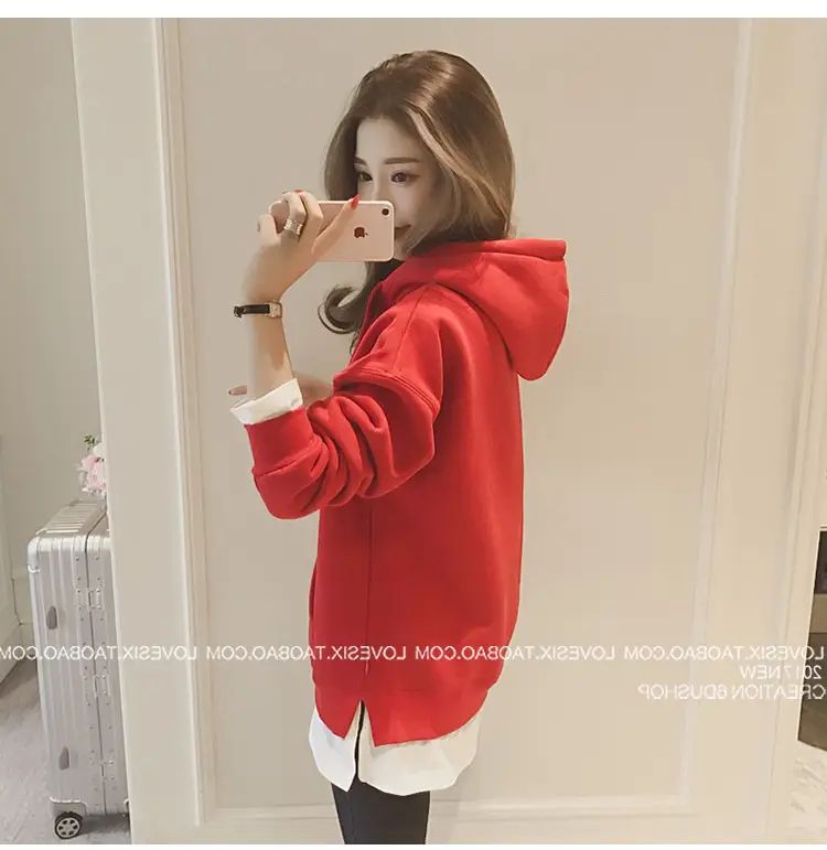 Women Grey Hooded Sweatshirt Thickened Base Hooded Sweatshirt — feature 19