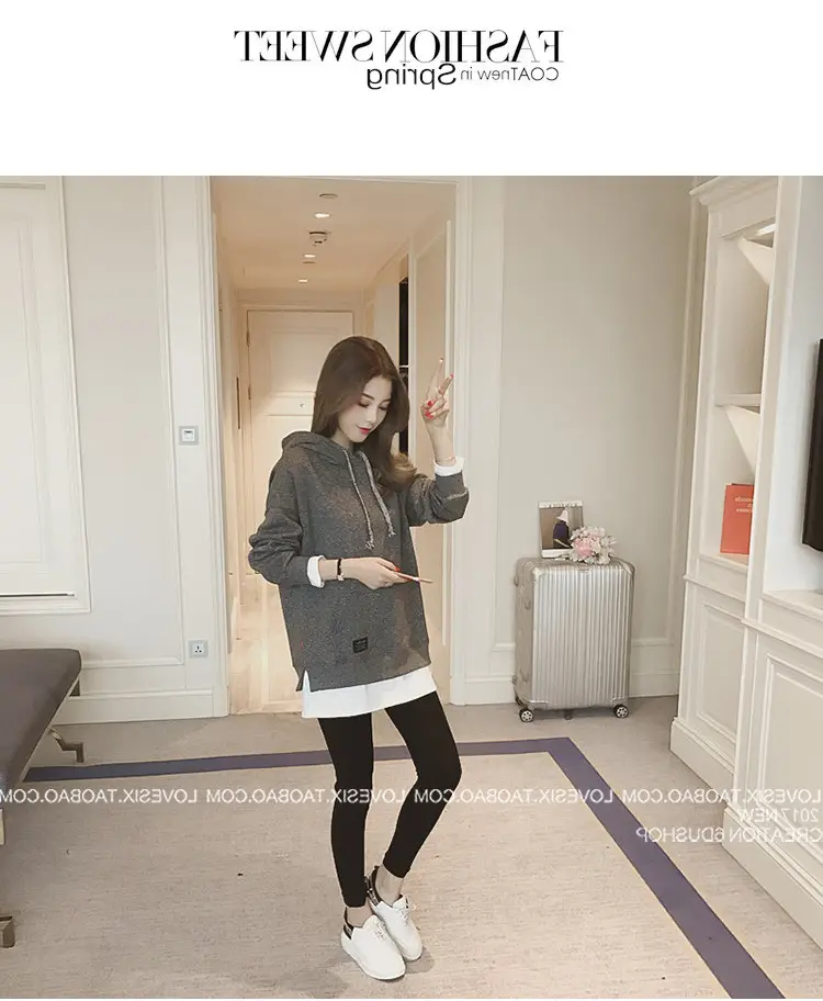 Women Grey Hooded Sweatshirt Thickened Base Hooded Sweatshirt — feature 4