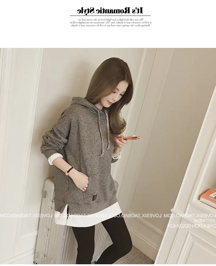 Women Grey Hooded Sweatshirt Thickened Base Hooded Sweatshirt — feature 8
