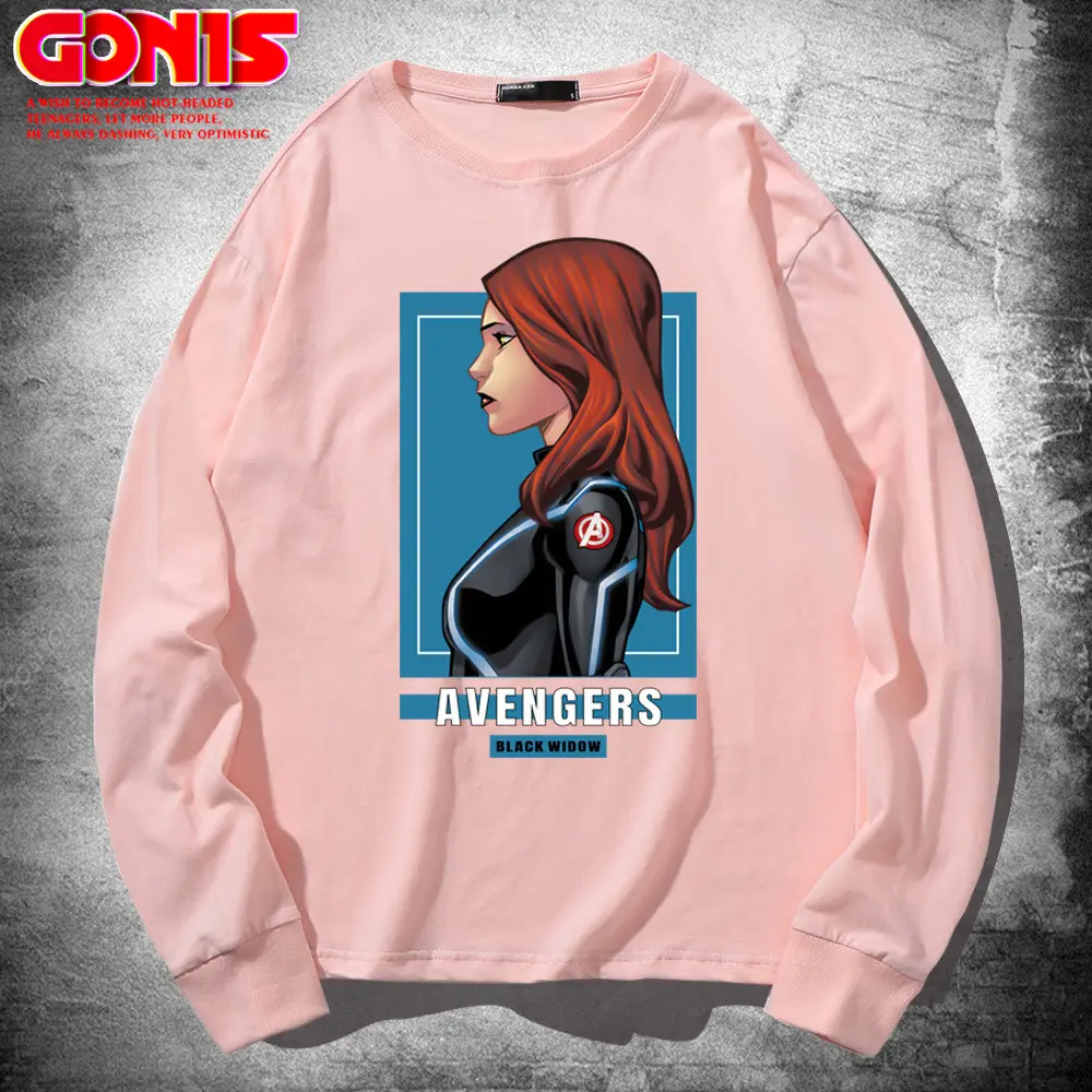 Men Marvel Avengers 4 Black Widow Long Sleeve T-Shirt Pink - Image 8