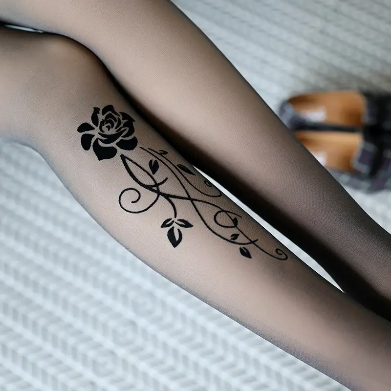 Women's Fake Flesh Leggings Fleece Lined Anti-hook Silk Jacquard - Image 2