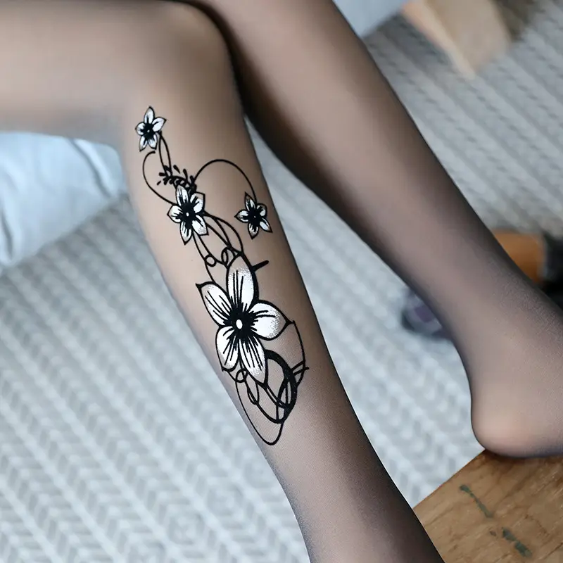 Women's Fake Flesh Leggings Fleece Lined Anti-hook Silk Jacquard - Image 5