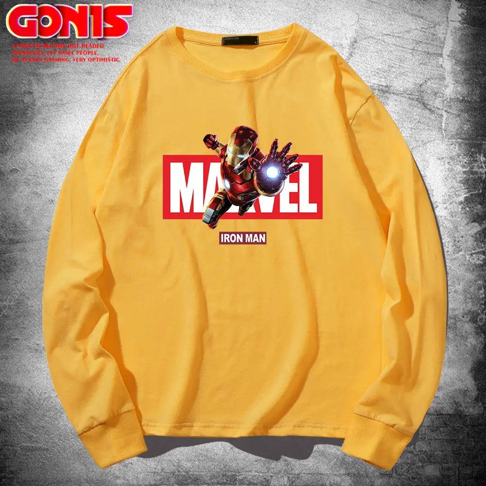 Men Marvel Iron Man Long Sleeve T-Shirt Grey - Image 3