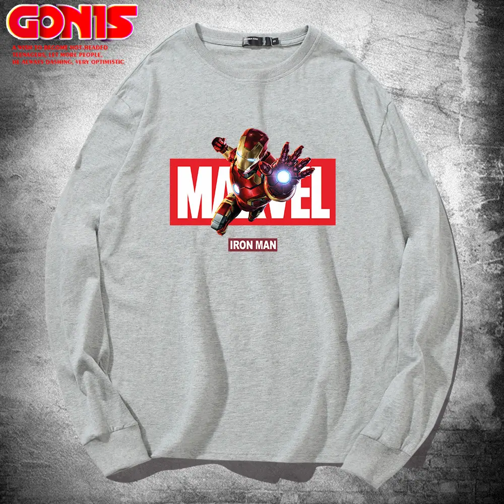 Men Marvel Iron Man Long Sleeve T-Shirt Grey - Image 7