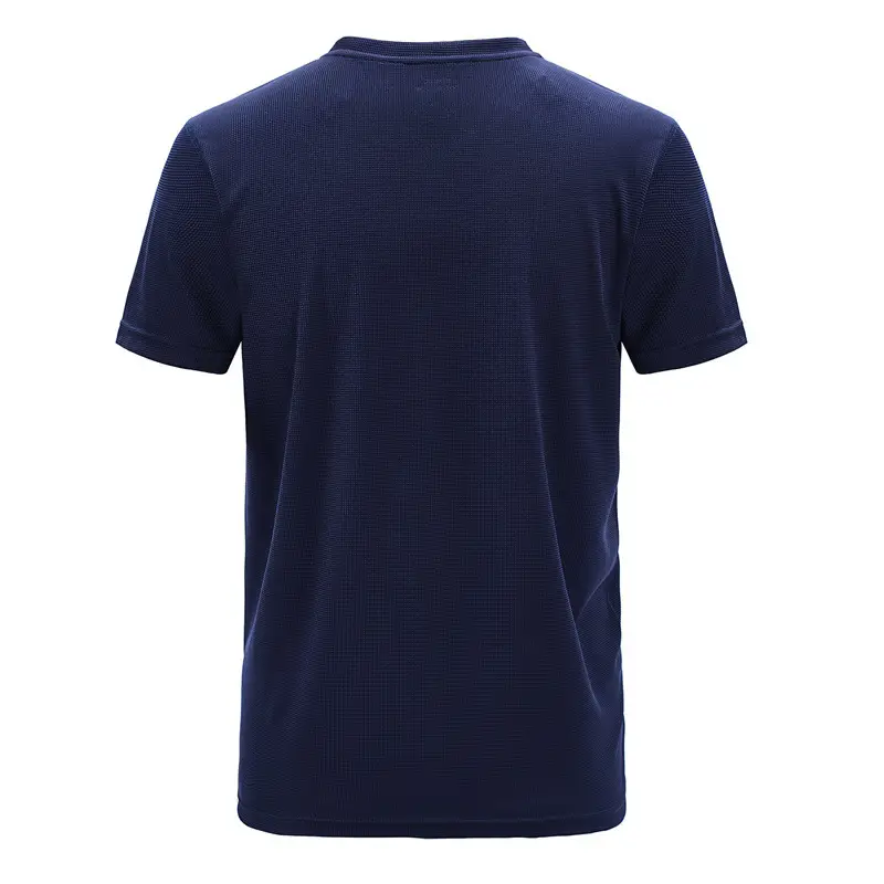 New Men's Navy Blue Short Sleeve T-Shirt Round Neck - Image 20