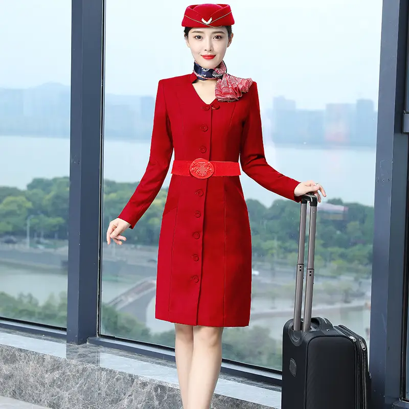 Red Professional Suit for Flight Attendant Women Spring Autumn - Image 6