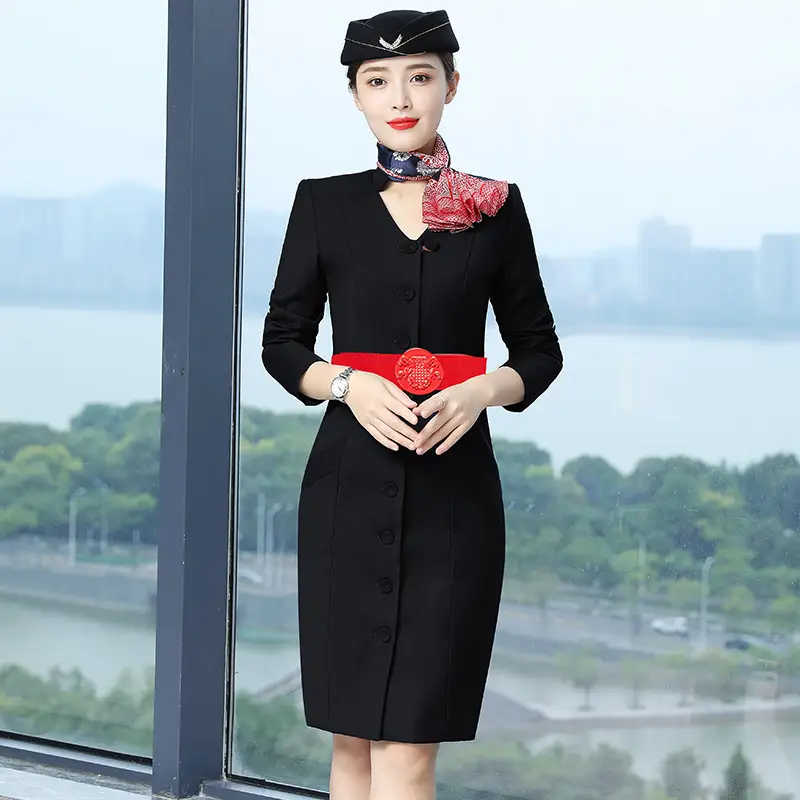 Red Professional Suit for Flight Attendant Women Spring Autumn - Image 3