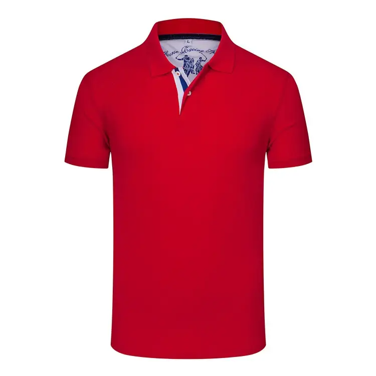 Men Red Polo T-Shirt with Logo Custom Design - Image 3