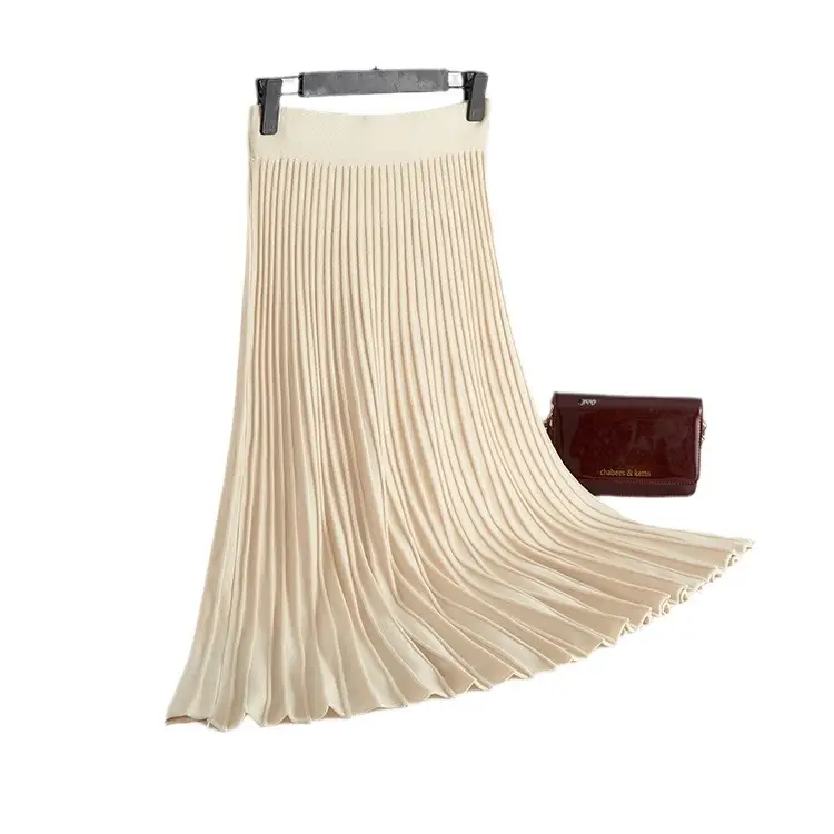 Brown Knitted Pleated Skirt for Women Large Swing Slimming - Image 7