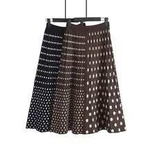 Brown Knitted Pleated Skirt for Women Large Swing Slimming — feature 5