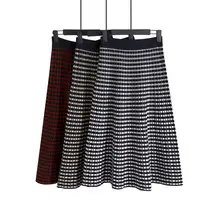 Brown Knitted Pleated Skirt for Women Large Swing Slimming — feature 7