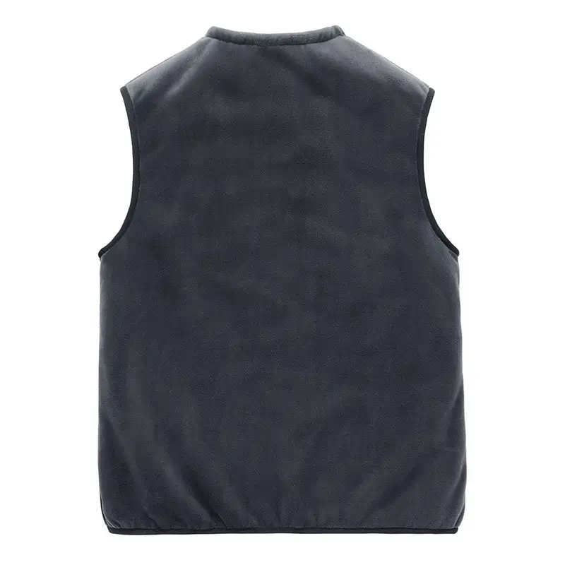 Winter Men Velvet Waistcoat Vest with Fleece Lining Beige - Image 4