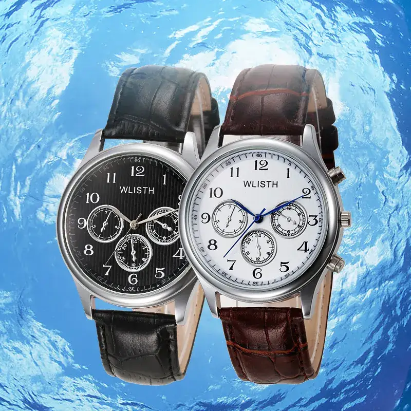 Men's Vintage Three-Eye Watch with Quartz Movement