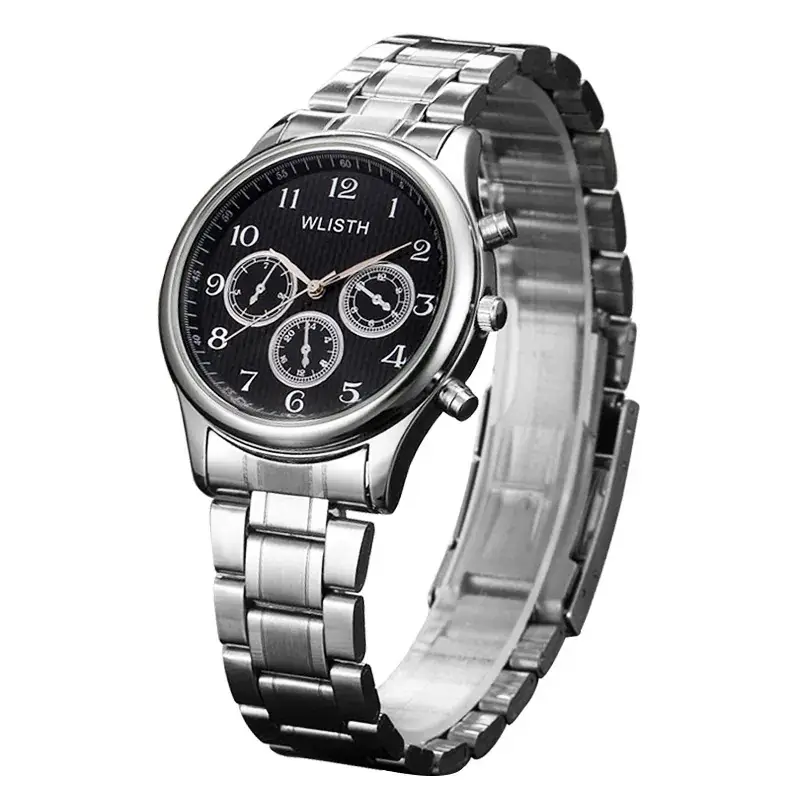 Men's Vintage Three-Eye Watch with Quartz Movement