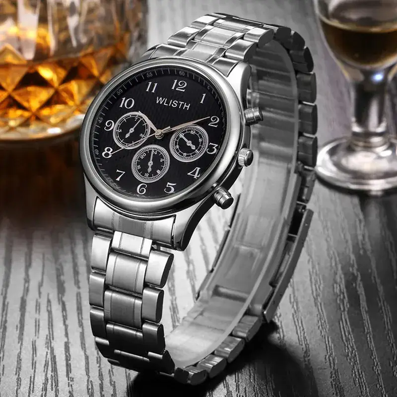 Men's Vintage Three-Eye Watch with Quartz Movement