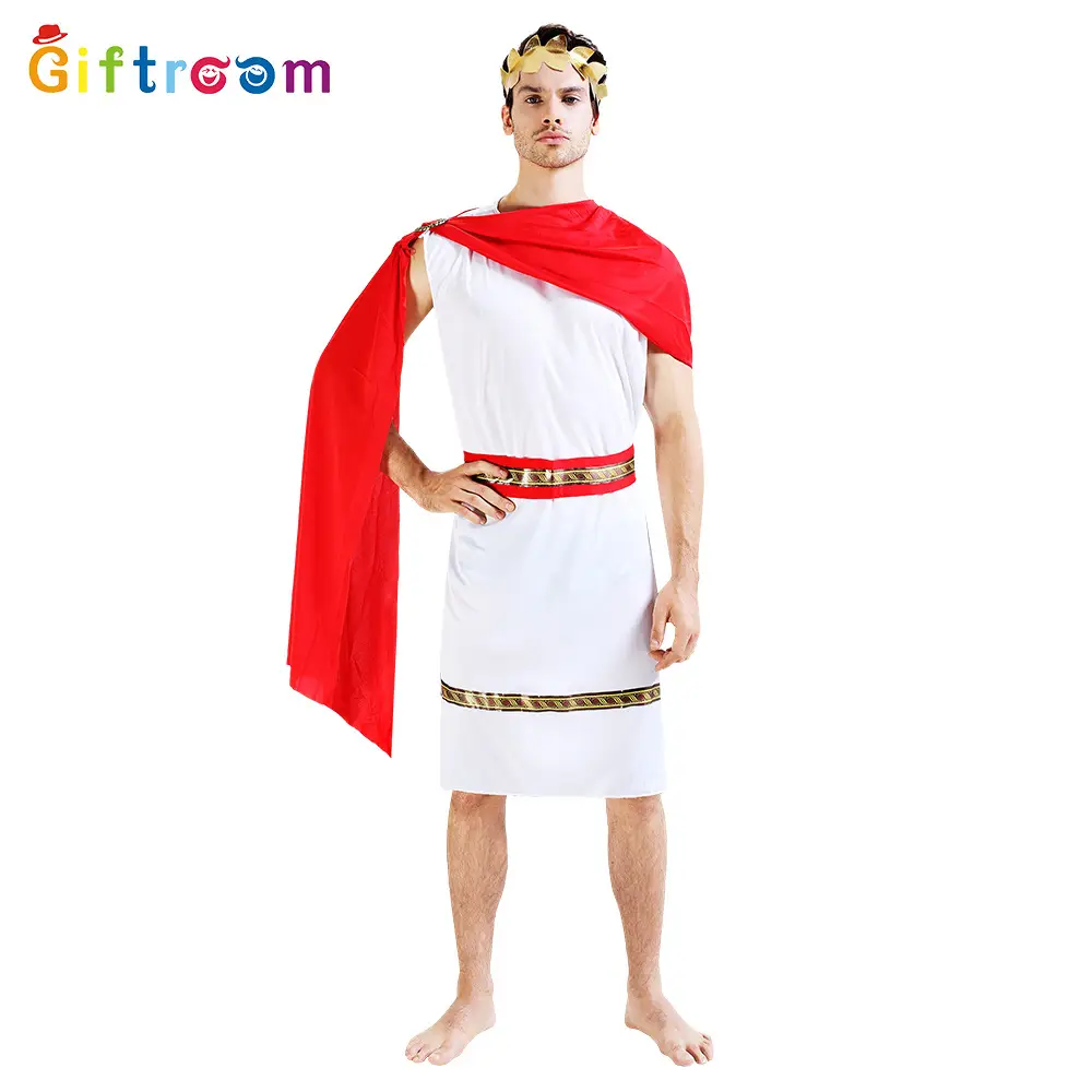 Halloween Masquerade Ancient Egypt Greek Couple Red Shawl Stage Role Adult Ancient Roman Costume - Image 4