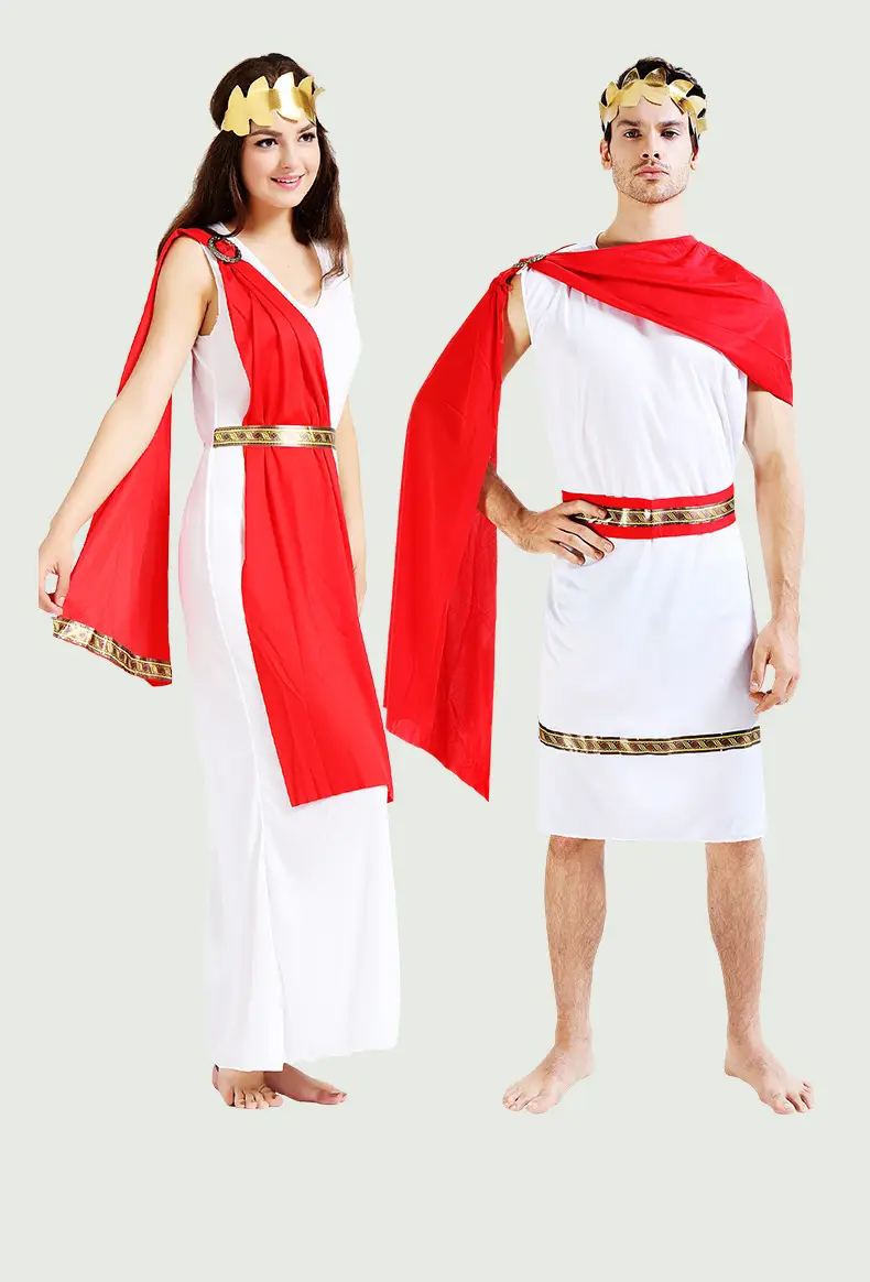Halloween Masquerade Ancient Egypt Greek Couple Red Shawl Stage Role Adult Ancient Roman Costume — feature 5