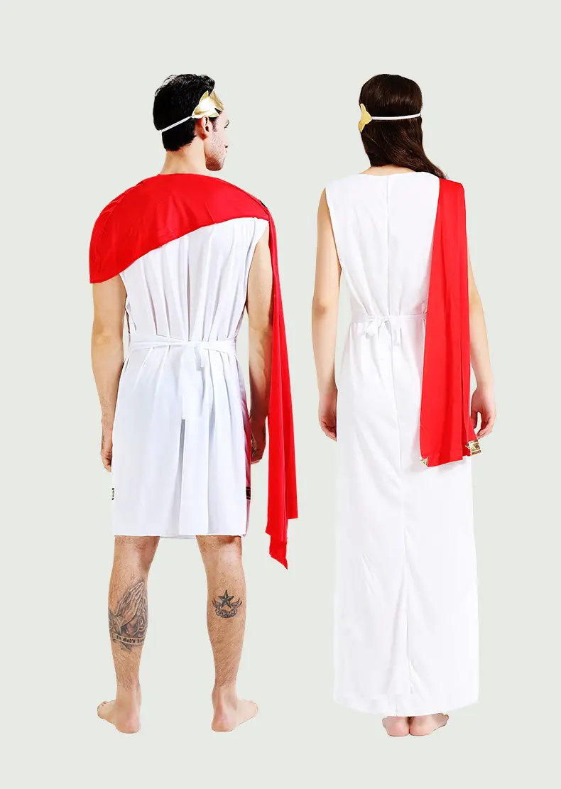 Halloween Masquerade Ancient Egypt Greek Couple Red Shawl Stage Role Adult Ancient Roman Costume — feature 8