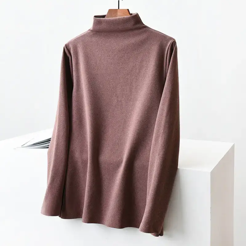 Women Fleece Long Sleeve Collar Shirt Beige