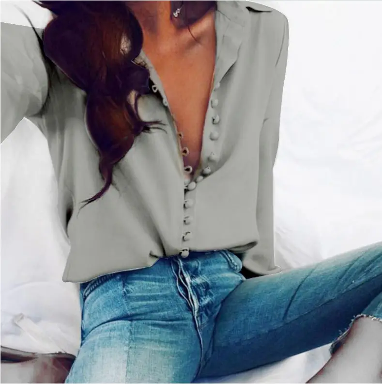 Long Sleeve Black Button Blouse for Women Plus Size - Image 6