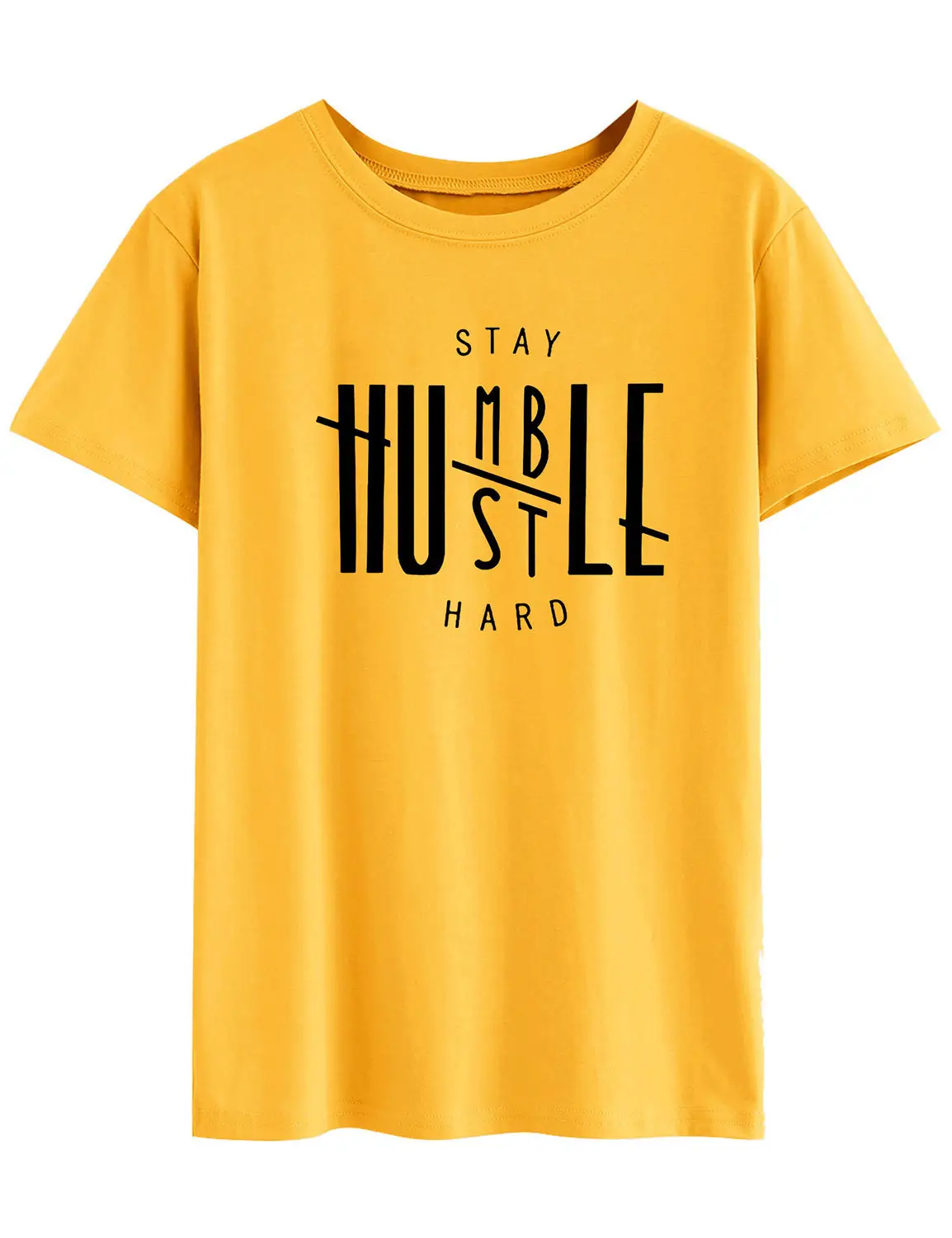 Men Women T-Shirt Stay Humble Hustle Hard Street Short Sleeve - Image 2