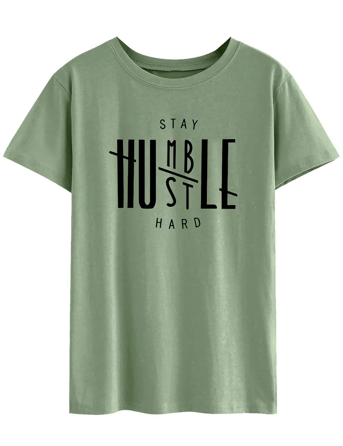 Men Women T-Shirt Stay Humble Hustle Hard Street Short Sleeve - Image 4