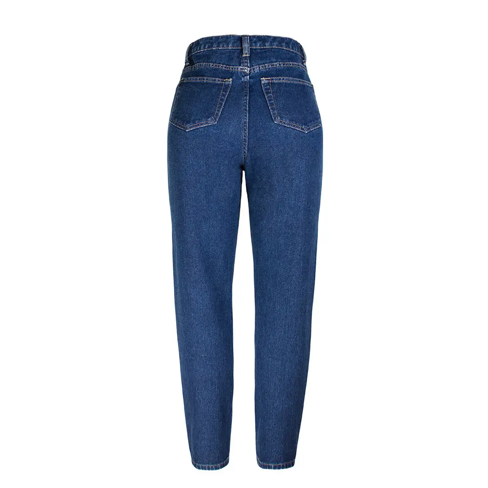 Dark Blue High Waist Denim Pants for Women