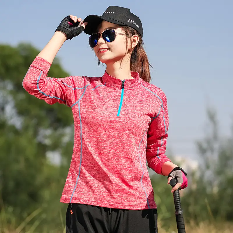 Couple Hiking Top Blue Zipper Collar Breathable - Image 12