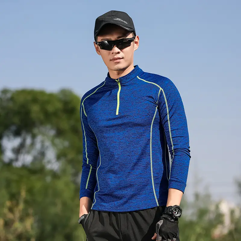 Couple Hiking Top Blue Zipper Collar Breathable - Image 2
