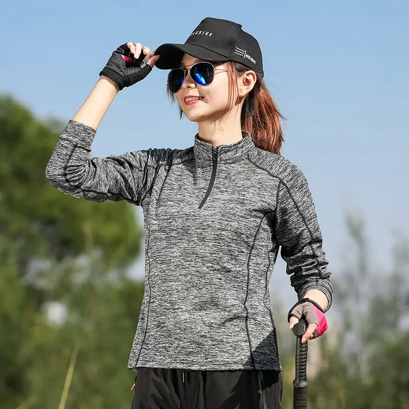 Couple Hiking Top Blue Zipper Collar Breathable - Image 5