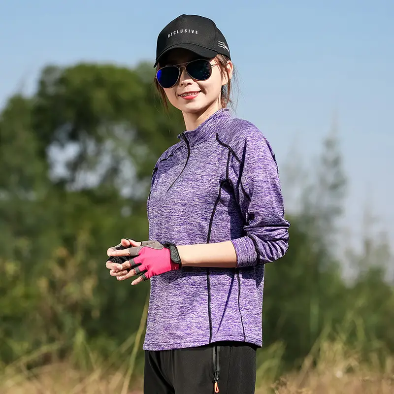 Couple Hiking Top Blue Zipper Collar Breathable - Image 7